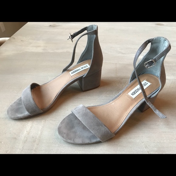 grey suede block heels